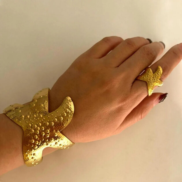 Bracelet manchette Étoile de mer + Bague Cadeau